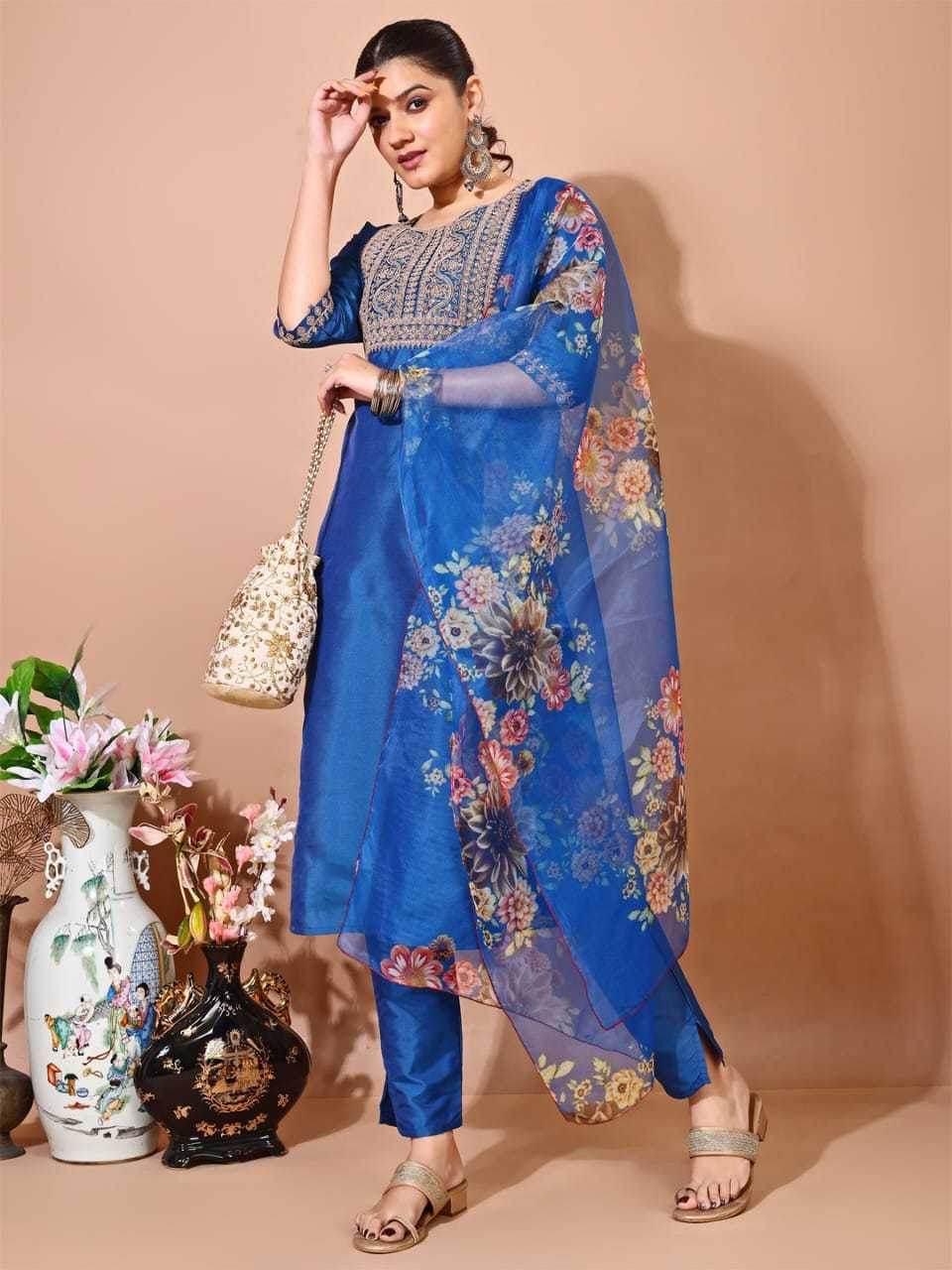 Silk Embroidered Kurti - MYLUXURY LANE ENTERPRISE